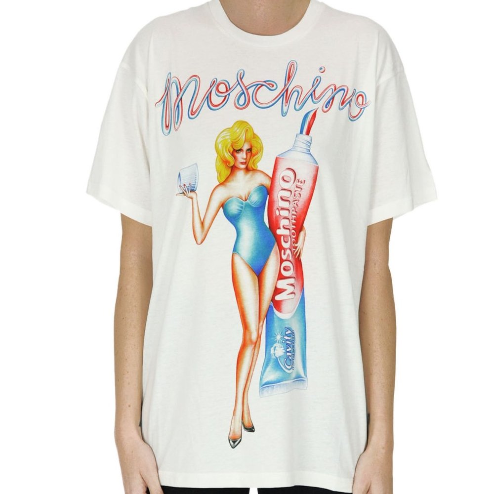 MOSCHINO Toothpaste White Oversized T-shirt Tee